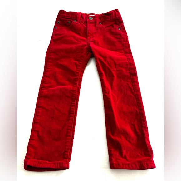 J. Crew Crewcuts Stretch Corduroy Pants Straight Leg Red Adjustable Waist Boys 4 - Picture 1 of 8